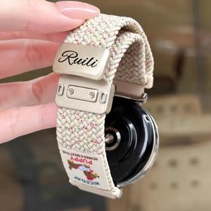 TEMU 맞춤 이름 귀여운 강아지 도트 나일론 자석 스트랩 삼성 시계 20mm 22mm 여성 남성 스트랩 액세서리 커플 선물, 스마트워치 액세서리, 장난기 있는 디자인, 내구성 있는 손목 밴드, 스마트워치 밴드, 패션 애호가, 캐주얼 착용, 스타일리시한 손목 밴드, 편안한 착용감, 패션 애호가, 연결된 시계 팔찌|남자팔찌