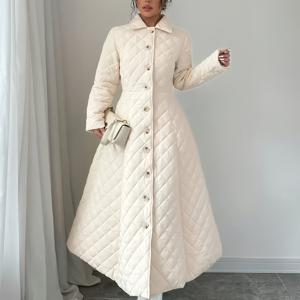 TEMU 여성용 우아한 롱 코트 - 베이지색 겨울 아우터, 버튼 앞면 클로저, 포멀 및 일상적인 행사에 적합한 구조적인 롱 기장 - 시크한 오피스, 파티, 캐주얼 의상 - 간편한 관리 여성 의류, 오피스 웨어, 세련된 디자인, 스타일리시한 재킷