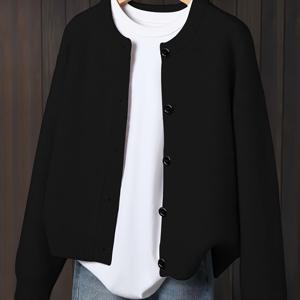 TEMU 여성용 블랙 가디건 - 싱글 브레스트 버튼 프론트, 긴 소매, 라운드 넥, 단색, 다용도 가을/겨울 캐주얼 웨어, 레귤러 핏, 패딩 없음, 레이어링 또는 스탠드론 의상에 완벽, 다용도 가디건 | 가디건 | 건축, 여성용 가디건 스웨터, 여성용 울 가디건, 우아한 여성용 가디건, 여성용 스웨터, 아름다운 여성용 스웨터, 여성용 가디건