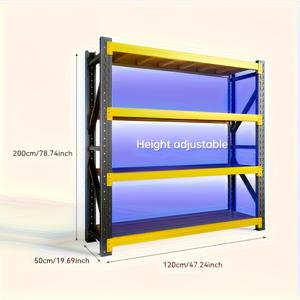 TEMU 3-사이즈 옵션, 새로운 중량 4층 조절 가능한 금속 차고 랙, 5000 파운드 용량 - 산업용 보관 창고, 체육관 및 지하실, 내구성 있는 검은 페인트 스틸 구조, 창고 선반, 지하실 보관, 공간 절약 디자인, 튼튼한 구조, 강화된 프레임, 산업용 재료, 선반 단위, 보관 선반, 창고 관리자, 가정 개선