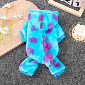 TEMU 소형견 & 고양이용 공룡 코스튬 후드티 - 포메라니안, 치와와, 시츄 - 파란색 & 보라색 점박이 후드 스웨터와 꼬리 같은 털, 손세탁 전용, 강아지/새끼고양이 파티 & 사진 촬영을 위한 포근한 겨울 & 가을 의상|강아지옷