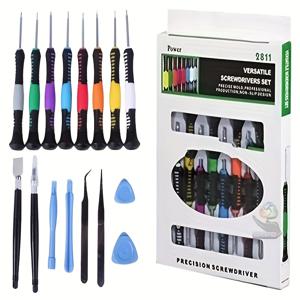 TEMU Kaisi 16pcs 정밀 드라이버 세트 수리 도구 키트, 삼성, 아이폰, 아이패드, 컴퓨터, 노트북 및 기타 장치 호환, 스테인리스 스틸, 미충전식, 드라이버, 플라이어 등 포함, 유지 보수 및 수리용, 유지 보수