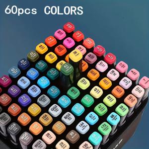 TEMU 100/60/24개 듀얼 팁 마커, 마커 베이스와 천 가방이 있는 아트 페인팅 펜 세트, 핸드페인트 디자인 펜 세트, 전문 미술 용품, 문구 선물, 크리스마스 및 생일 선물, 컬러 마커, 더블 팁/가을 컬러 마커, 알코올 기반 컬러 마커, 학교 용품, 펜, 마커 색상 세트