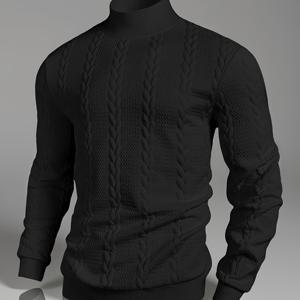 TEMU 남성용 하이넥 스웨터 - 베이지/중성 톤, 골지 커프스 & 헴, 가을/겨울용 긴소매 풀오버, 포멀 & - 오피스, 데이트, 파티용 클래식 스웨터 - 남성용 간편 관리 스웨터, 스웨터, 데이트룩, 텍스처, 오피스룩, 스타일리시, 내구성 좋은 소재, 상의, 프로페셔널 남성