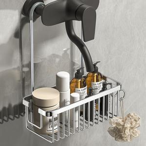 TEMU 조립 불필요 스테인리스 벽걸이 샤워 캐디 - 헤비듀티 블랙 풀아웃 욕실 선반, 다중 수납공간, 공간 절약형 샤워 정리대 (샴푸, 화장품, 타월용) - 욕조 위 간편 설치 (S 및 선반 포함)