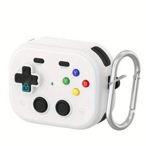 TEMU 애플 에어팟 3/4/프로 2용 레트로 게임 컨트롤러 디자인 이어폰 케이스, 독특한 방수 보호 커버, 내구성 있는 테르모플라스틱 폴리우레탄 소재, 화이트/블랙/그레이 색상으로 제공|헤드폰