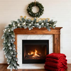 TEMU 182.88cm 클래식 크리스마스 눈꽃 소나무 가지 덩굴 - 실내외 휴일 장식에 적합, 인공 재료, 계절 장식, 할로윈 장식, 크리스마스 야외 장식, 크리스마스 화환, 매달린 장식, 겨울 장식, 눈꽃 효과, 내구성 있는 재료, 휴일 애호가, 크리스마스 장식, 매칭, 저렴한 휴일 장식, 가을과 겨울 홈 장식, 크리스마스 트리