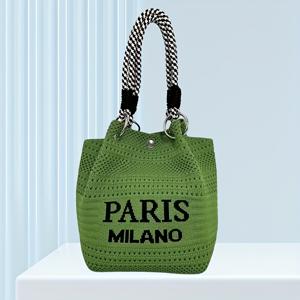 TEMU 여성용 파리 밀라노 레터링 핸드백 - 골든톤 파리 & 밀라노 시티 테마 - 아이콘 클로저, 베이지/블랙/그린, 캐주얼 & 포멀 핸드워시 가능 여행용 가방, 선물 (프랑스)