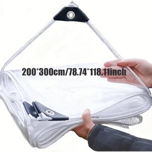 TEMU 10밀 고품질 투명 PVC 헤비듀티 커버 - RV, 보트, 수영장, 야외 캐노피용 올웨더 타프 - 겨울/여름/가을용, 10인용 그룹에 적합, 투명 헤비듀티 타포린 도어용