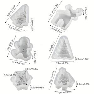 TEMU 6개 크리스마스 양초 몰드 세트: 징글브레드, 사슴, 눈꽃, 크리스마스 트리 실리콘 몰드 - 축제 분위기의 장식, 축제 양초 제작|축제 양초 몰드|내구성이 뛰어난 실리콘 몰드, 크리스마스 장식