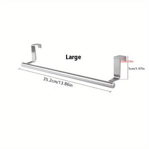 TEMU 1개 스테인리스 헤비듀티 벽걸이 주방 타월 & 주방용품 홀더 - 곡선형 암 S-후크 포함, 공간 절약형 도어/캐비닛 백 오거나이저, 모던 화이트 룩 타월, 행주, 냅킨 거치대 (천공 없음, 쉬운 설치)