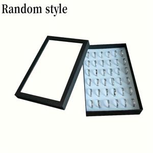 TEMU 블랙 플라스틱 보석 전시 상자 (뚜껑 및 걸이 링 홀더 포함) - 다양한 반지, 시계, 귀걸이, 목걸이를 위한 넉넉한 반지 보관 케이스 - 내구성 있는 정리 트레이, 부티크, 소매 전시용 (반지 미포함)