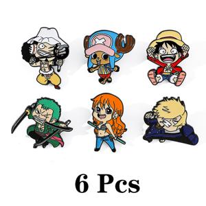 TEMU 6개입 원피스 애니메이션 어드벤처 에나멜 핀 - 귀여운 몽키 D. 루피, 나미 등 생생한 색상의 메탈 배지, 백팩, 재킷, 모자에 적합한 내구성 있는 아연 합금 주얼리 - 애니메이션 팬, 애니메이션 액세서리, 재킷 장식을 위한 완벽한 선물