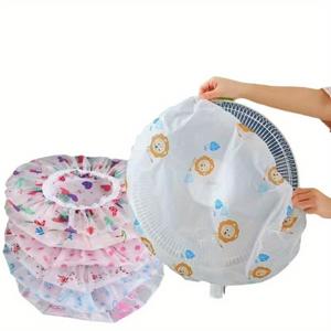 TEMU 6개 세트 화이트/팬 먼지 커버 - 중앙 팬 슬롯 컷아웃, 천장/책상/테이블 팬용 소프트 커버, 액세서리 (다양한 색상) - 대부분의 가정용 팬 호환, 쉬운 설치, 6가지 색상 변형|실링팬