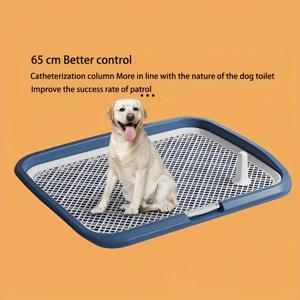 TEMU 새로운 평평한 개 화장실, 통기성이 좋은 보드, 쉽게 분해하고 세척할 수 있는 재사용 가능한 개 화장실 트레이너, 분리 가능한 그리드 플라스틱 소변 패드 홀더, 소변 가이드 컬럼이 있는 애완 동물 화장실 개 화장실, 분리 가능한 소변 패드 브래킷과 높이 조절 가능한 울타리