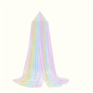 TEMU 무지개 침대 모기 넷 1개, 아름다운 페어리 텐트, 핑크 돔 독서 코너, 유니콘 테마 파티 장식, 색다른 원형 모기 넷, 설치가 필요하지 않습니다.