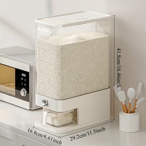 TEMU 대용량 밀폐 식품 보관 용기, 측정 컵이 있는 쌀 분배기, 25LBS 식품 밀봉 항아리, 밀봉 쌀 통 곤충 방지 습기 방지 밀봉 가정용 쌀 상자 쌀 탱크 밀가루 잡곡 보관 용기 플라스틱|트라이탄밀폐용기