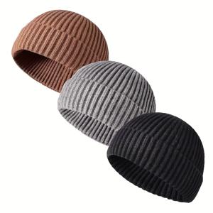 TEMU 3개 세트 무모 캐주얼 스타일 어부 모자 짧은 무모 모자 가벼운 따뜻한 겨울용 헤드웨어