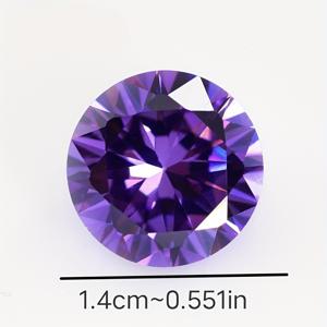 TEMU 1개 14mm 10캐럿 퍼플 라운드 컷 큐빅 합성 지르코니아 빈스톤 - 생생한 보라색, 고품질 반짝임, 주얼리 제작용, 파티 & 페스티벌 액세서리, 캐주얼 & 포멀 웨어 다목적, 브릴리언트 컷, 정교한 공예, 장식품 디자인