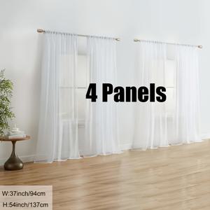 TEMU 4판 셰어 비올 커튼 - 식당, 침실 및 거실용 창문, 클래식 스타일, 폴리에스터 원단, 반투명, 기계 세탁 가능, 거실용 커튼