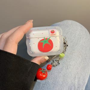 TEMU 토마토 패턴, for AirPods 1/2/3, for AirPods Pro/Pro2 이어폰 보호 케이스, for AirPods 보호 케이스에 추가 토마토 매달린 체인 포함|폰케이스|헤드폰|케이스
