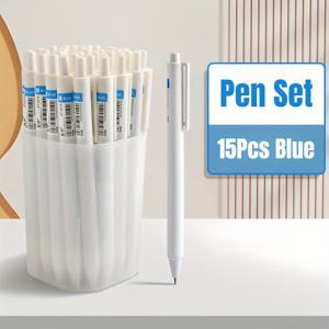 TEMU 15개 귀여운 젤 펜 세트, 0.5mm 파란색 볼펜, 휴대용 및 편안함, 간단하고 , 빠른 건조 및 얼룩 없음, 부드러운 쓰기, 학생 및 사무실에 적합