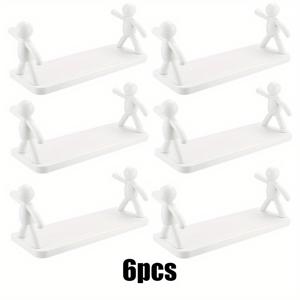 TEMU 2/3/4/6개, 귀여운 흰색/그레이 소형 남성 벽걸이 보관함 - 드릴링 없음, 쉬운 설치, 강력하고 내구성이 뛰어남, 욕실 및 주방 정리, 화장품 보관, 방 장식에 매우 적합