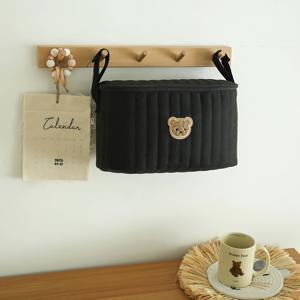 TEMU 퀼트 스타일 유모차 걸이형 정리 가방 - 다용도 수납 공간, 세탁 가능 베이지 & 블랙, 휴대용 접이식 여행 필수품 파우치, 기저귀 가방 및 이동 중 부모님을 위한 편의성, 안전한 지퍼 잠금 장치|휴대용유모차