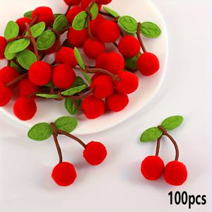 TEMU 30개/50개/100개 체리 볼 고탄성 플러시 볼 DIY 의류 액세서리 헤어 클립 커튼 핀 장식