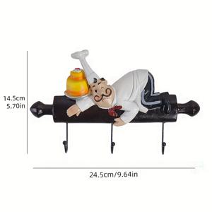 TEMU 유럽풍 만화 요리사 후크 장식, 레진 재질, 주방, 레스토랑, 호텔, , 카페 벽 장식에 적합