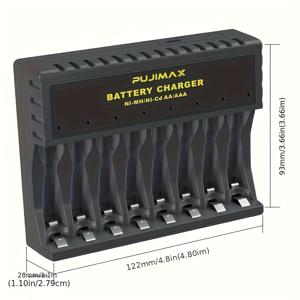 TEMU PUJIMAX 블랙/화이트 8구 1.2V 니켈-금속수소 AA/AAA 배터리 스마트 충전기: 안정성을 위한 우아한 블랙과 다재다능함을 위한 순백. 니켈-금속수소 배터리의 전압 요구 사항에 정확히 맞춰 과충전 손상을 방지하고 배터리 수명을 연장합니다. 안전하고 신뢰할 수 있으며 더욱 안심할 수 있습니다. 야간 무소음 디자인 [배터리 미포함]