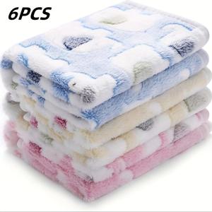 TEMU 6pcs 울트라 소프트 플란넬 애완 동물 담요, 코끼리 프린트 - 기계 세척 가능, 플러시 플리스 안감, 햄스터, 토끼, 용꼬리 고양이 침구 및 케이지 패딩, 귀여운 동물 프린트 디자인, 내구성 있는 애완 동물 가구 액세서리, 재미있는 디자인, 부드러운 질감