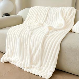 TEMU 1개 럭셔리 소프트 플란넬 담요 - 플러시 침대 커버 & 소파 덮개, 세탁기 사용 가능 올시즌 코지 이불, 홈/호텔/스파용, 모던 인테리어 디자인, 중성톤, 내구성 있는 재질, 따뜻한 커버렛, 홈 데코레이터