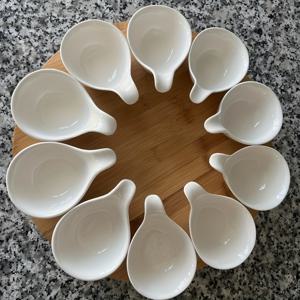 TEMU 6/10개 핸들 달린 흰색 간장 접시, 3oz 디핑 볼 세트, 샤르퀴트리 보울, 소형 딥 보울, 케첩 BBQ 스시 조미료 서빙 그릇 (스푼 모양)