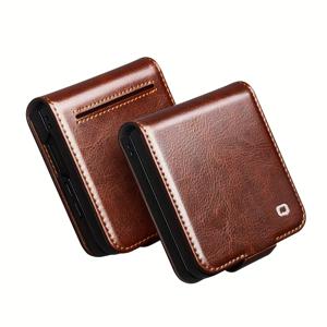 TEMU 삼성 갤럭시 Z 플립7/7FE용 고급 가죽 클래식 비즈니스 카드 슬롯 자석 잠금 방수 케이스 - 남녀공용 스타일리시 디자인, 낙하 방지 보호 커버