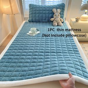 TEMU 겨울용 두꺼운 매트리스 패드, 부드럽고 휴대가 편리한 5가지 사이즈, 초극세사 & 통기성, 접이식, 세탁 가능, 탄력 스트랩 – 침실/기숙사/캠핑텐트/타마리용, 싱글/더블침대, 바닥매트, 휴대용 선물 (베개커버 미포함)|텐트|이불|캠핑매트