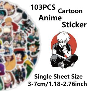 TEMU 103개 애니메이션 스티커 세트 - 귀여운 애니메이션 캐릭터, 파스텔 컬러, 자체 접착식 & 재사용 가능, 휴대폰 케이스, 노트북, 스캡북, 플래너, 수하물, DIY 공예용 - 애니메이션 팬 및 일본 애니메이션 장식에 완벽한 액세서리, 광택 마감, 내구성 있는 접착제, 스크랩북 용품, 만화 데칼, 고품질 프린트, 문구 애호가를 위한 장식 데칼