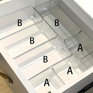 TEMU 6/7개 아크릴 서랍 및 데스크탑 정리 세트, 투명 디자인 – 책상 정리, 사무용품, 메이크업 정리, 홈 스토리지, 냉장고 정리 및 보관, 메이크업 정리, 책상 정리용