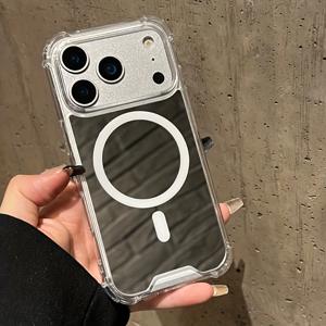 TEMU 아이폰 17 에어 16 플러스 15 프로 맥스 14 + 13 12 PRO 11 용 고급 대형 구멍 거울 마그네틱 휴대폰 케이스, 휴대용 메이크업 거울 심플 하이엔드 휴대폰 보호 커버