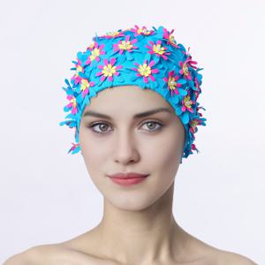 TEMU 꽃 꽃잎 레트로 스타일 수영 모자, 여성용 경량 편안한 입욕 모자