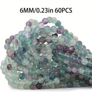 TEMU 60/46/36pcs DIY 팔찌 목걸이 귀걸이 만들기에 대 한 6/8/10mm Fluorite 천연 돌 느슨한 구슬