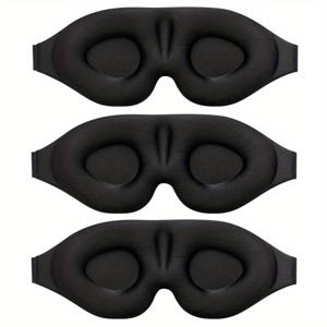 TEMU 남성 및 여성을 위한 1/2/3개의 잠 안대, 3D 윤곽 컵 잠 안대, 오목한 야간 잠 안대, 블랙아웃, 여행 요가 낮잠을 위한 부드럽고 편안한 잠 안대, 블랙