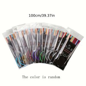 TEMU 14개 스테인리스 스틸 원형 뜨개질 바늘 세트, 2.25mm-10mm 사이즈, 스웨터, 양말, 모자 및 액세서리용 유연한 경량 실 바늘 키트, 랜덤 색상, 재봉 보관, 공예 재료, 재봉 보관 및 정리, 재봉 정리함, 재봉 실 정리함