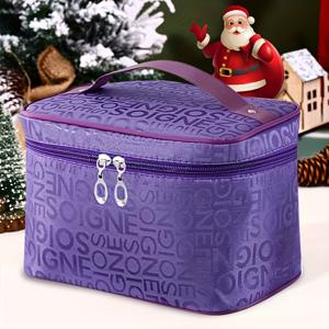 TEMU 휴대용 메이크업 정리 가방, 대용량 여행 세면도구 보관함, 커피, 마젠타, 핑크, 퍼플, 블랙 스타일리시 고품질 화장품 파우치, 폴리에스터 소재, 손세탁 전용