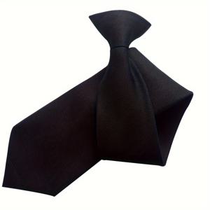 TEMU 조절 가능한 남성용 클립온 넥타이 세트 - 블랙, 사무실, 학교복 및 결혼식용 미리 묶인 넥타이 클립, 단색, 넥 스트랩