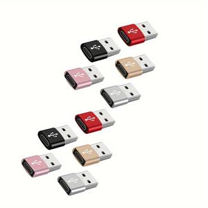 TEMU 10개 팩 USB C 암 - USB 수 젠더 어댑터: iPhone, Samsung Note 20 S24 S23 S22, AirPods, iPad Pro용 Type C - USB A 충전 컨버터
