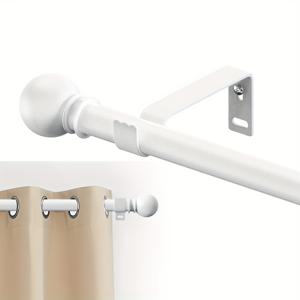 TEMU 창문용 조절 가능한 커튼봉 1개, 스탠드/브래킷 포함 5/8인치 메탈 로드, 소형 커튼 봉 세트, 모던 심플 데코 스타일, 매트 블랙/화이트