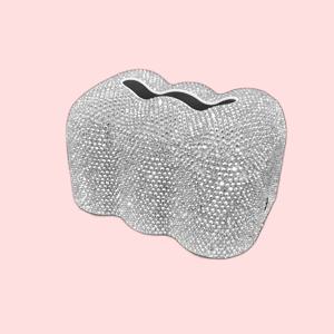 TEMU 스파클링 구름 모양 티슈 박스 - 스프링 장착 디스펜서, 핑크/ 장식 뚜껑, 플라스틱 푸시아웃 페이퍼 홀더, 파티, 부활절 테이블 데코 (, 티슈 미포함)