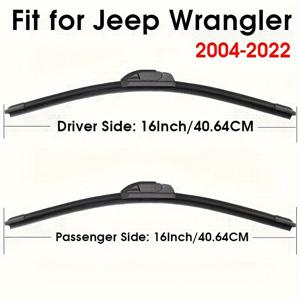 TEMU 2004-2022년형 지프 랭글러용 윈드실드 와이퍼 블레이드: 16인치 운전석 & 동승석, 후크 설치, 고무 소재