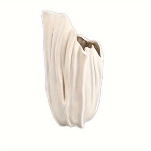 TEMU 1개 화이트 세라믹 화병 - 모던 우아한 원통형 꽃병, 부드러운 곡선 목 & 넓은 입구, 베이지/세라믹 화분, 데코, 센터피스, 테이블탑 또는 선반 장식용, 생화/인조화 호환